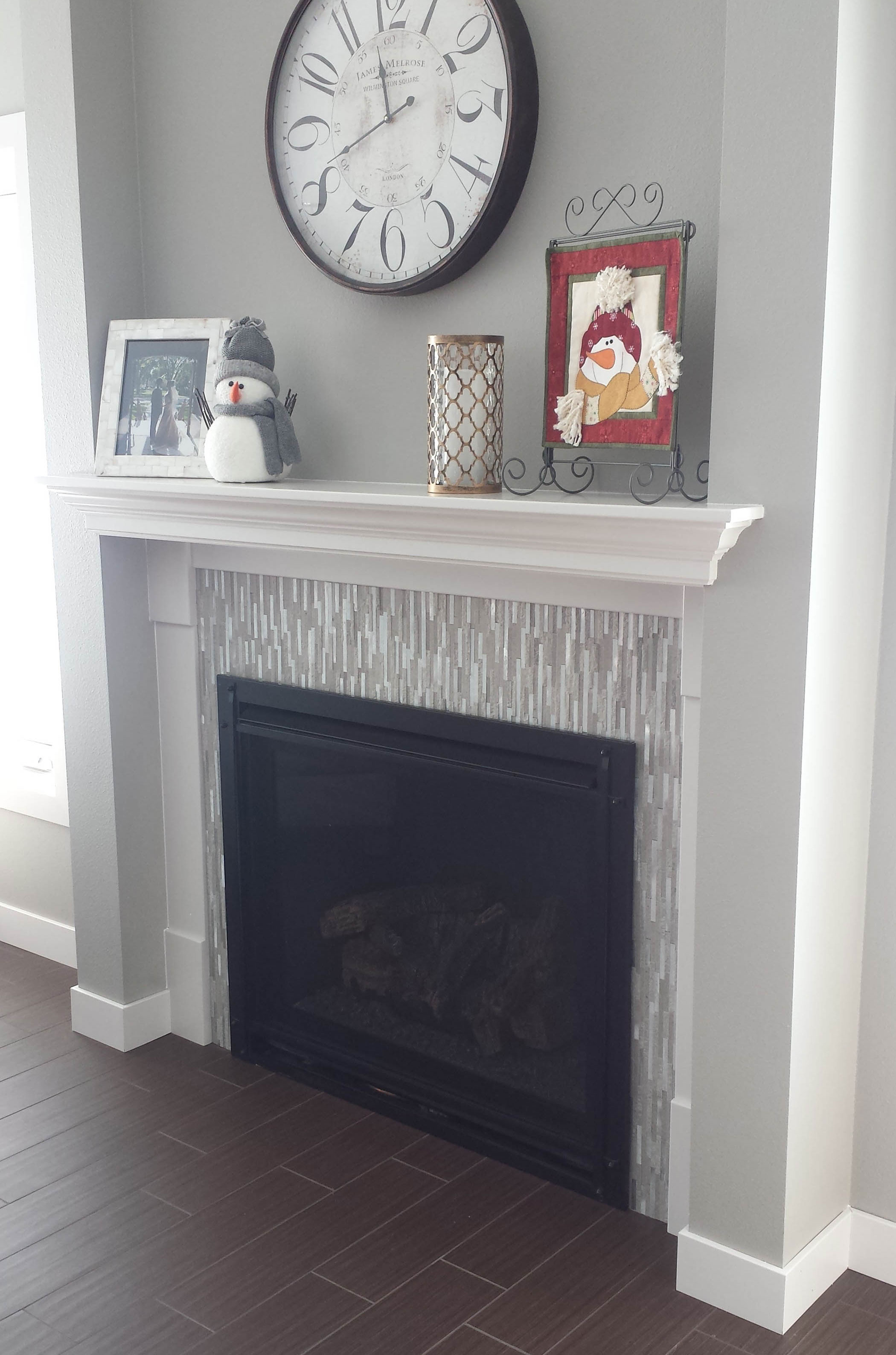 Fireplace mantle painted white